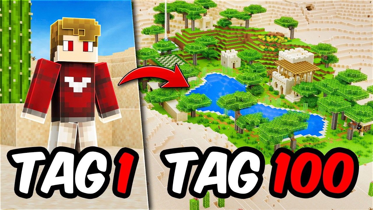 100 Tage Minecraft HARDCORE in einer W&uuml;ste