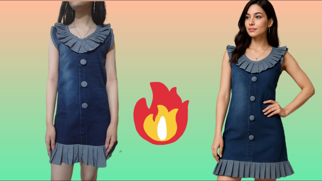 ✨Turn your old jeans into a beautiful shirt 😉♻️  Shirt #EasySewing #Upcycling #Jeans