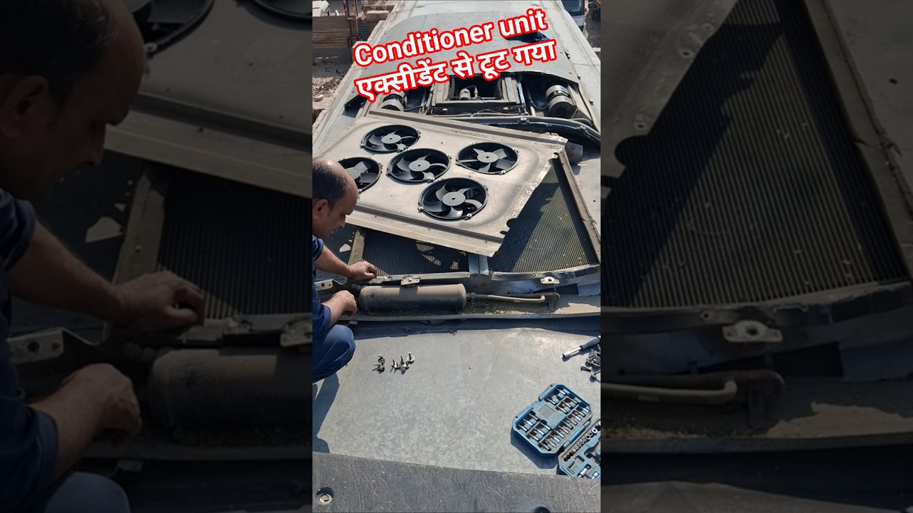Jtac बस ac एक्सीडेंट से condenser unit damage 💔  | bus ac repair & service | 