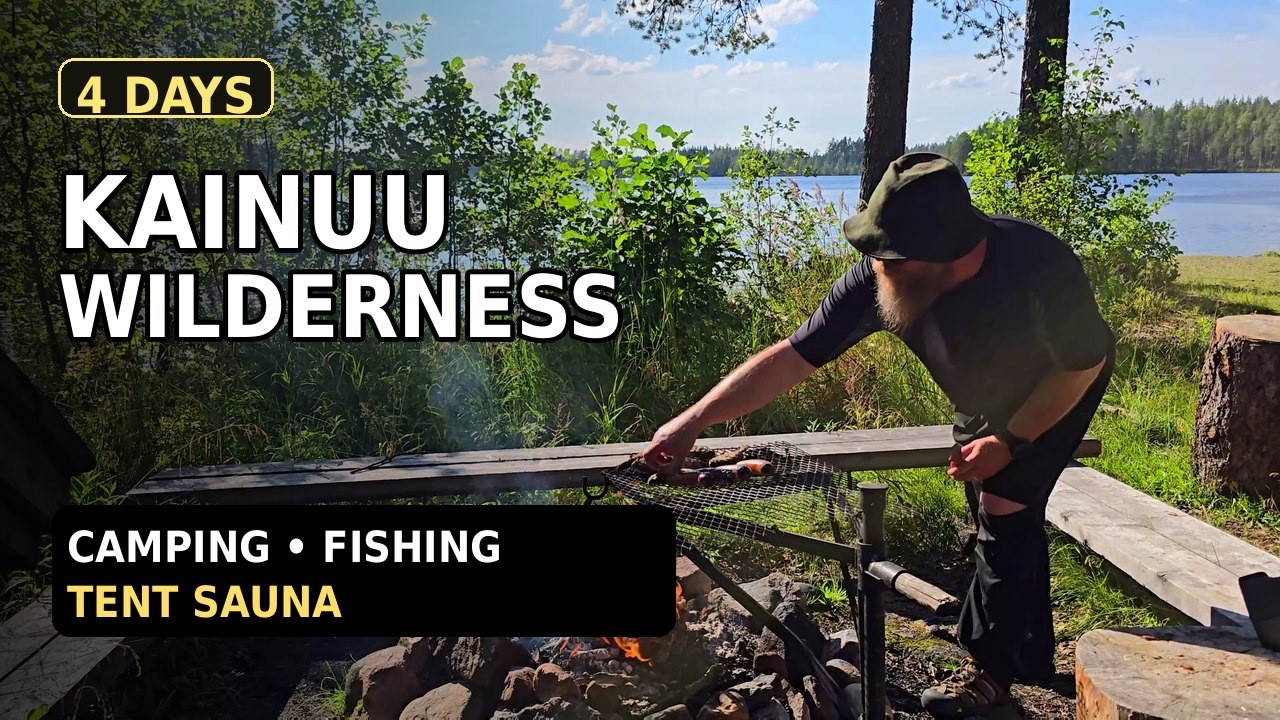 Sauna tent by a Wilderness Lake (Kainuu, Finland) | Fishing & Camp Cooking