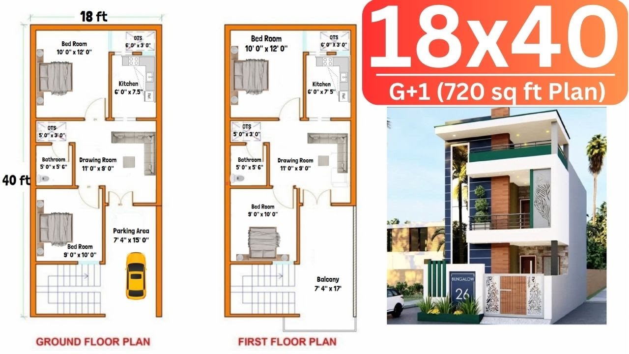 18x40 House Plan | 18x40 House Design | 18x40 House Plan 2 BHK | 18x40 East facing House Plan