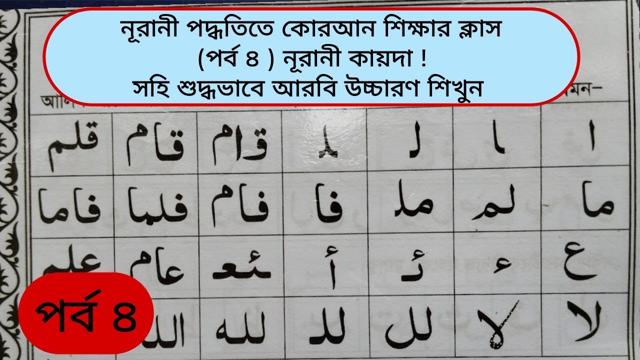 নূরানী পদ্ধতিতে কোরআন শিক্ষার ক্লাস (পর্ব ৪) নূরানী কায়দা ! সহি শুদ্ধভাবে আরবি উচ্চারণ শিখুন 