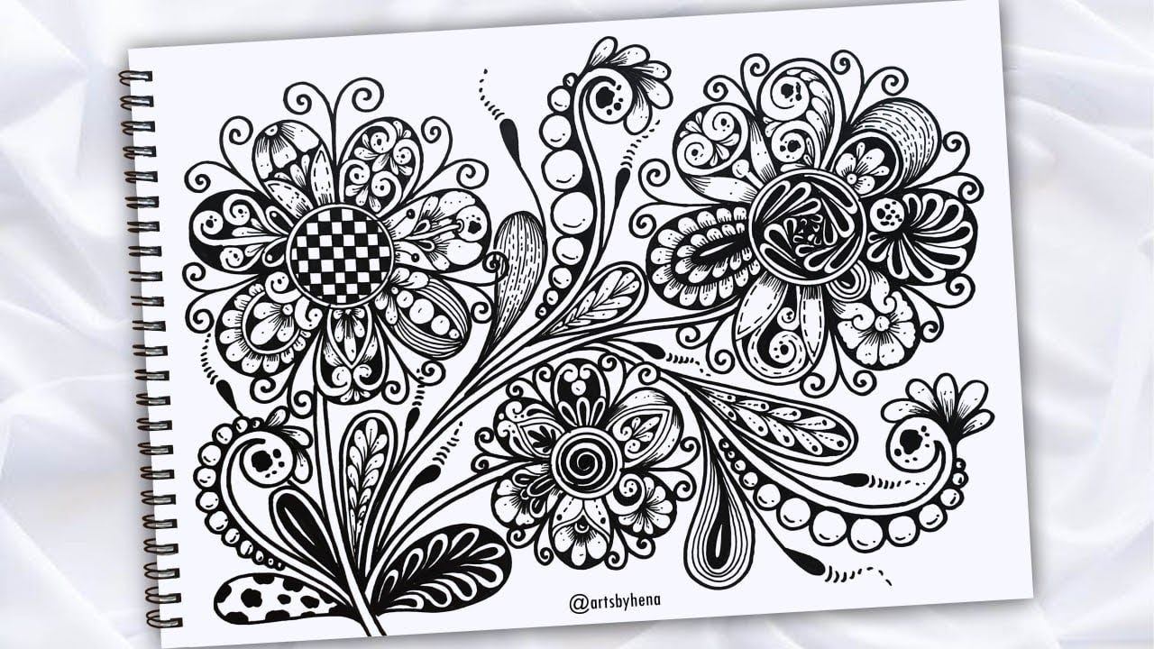 How To Draw Beautiful Zentangle Flowers || Zentangle Flowers Art For Beginners