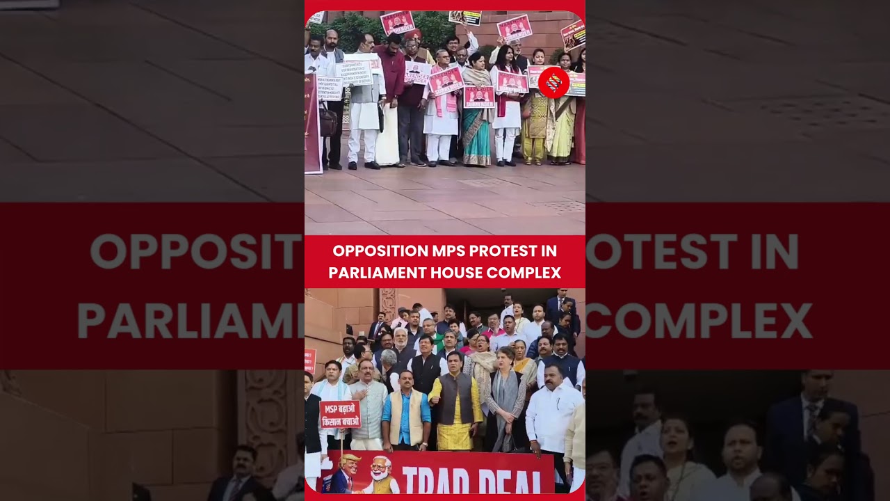 WATCH: Mallikarjun Kharge, Opposition MPs Stage Protest in Parliament