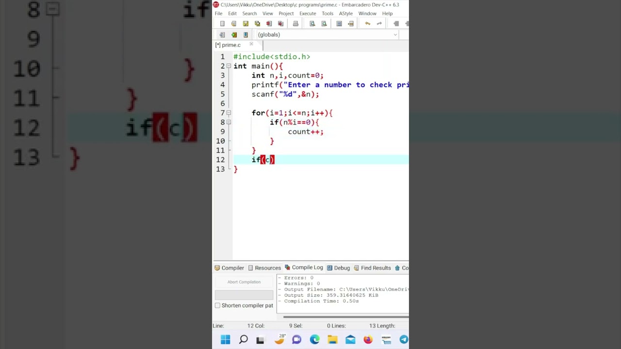 Program to check Prime numbers in C language | C program to check whether a number is Prime or Not.