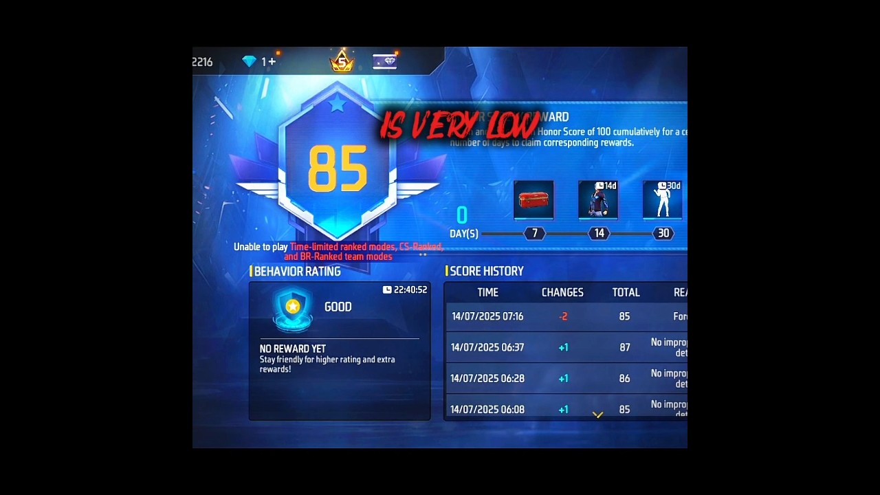 Playing Rank Match 🥶 In Low Honor Score 😮&zwj;💨❗#freefire
