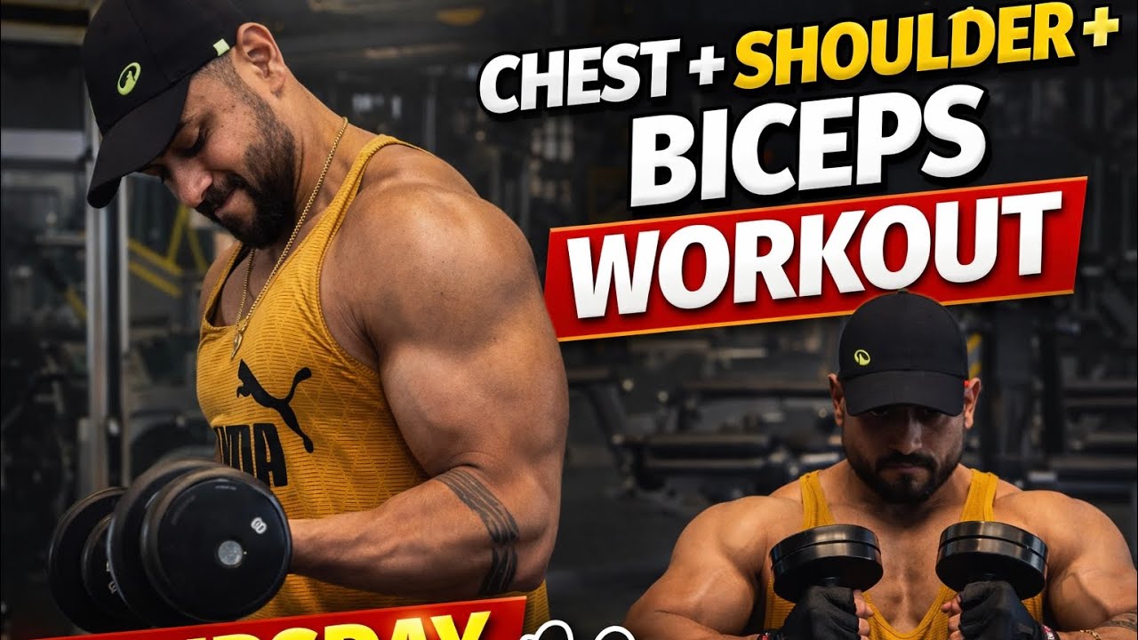 Chest + Shoulder + Biceps Intense Workout (No Excuses) | WEEK-2, DAY-4, | Daily workout vlog