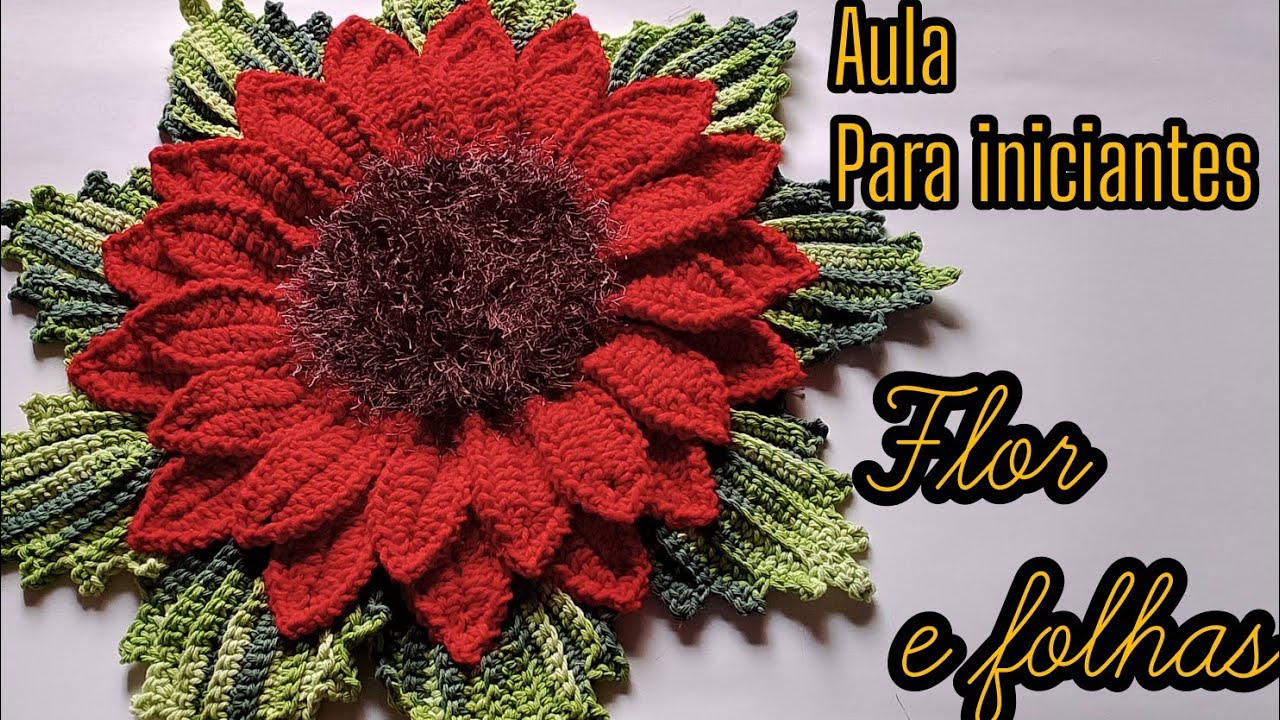FLOR MEGA GIRASSOL PARA APLICAÇÃO EM CAMINHO DE MESA CANHOTO/ crochepuroluxo