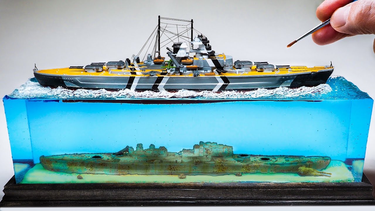 BISMARCK WRECK (BEFORE AND AFTER) DIORAMA/ How to make/ Epoxy Resin Art /DIY