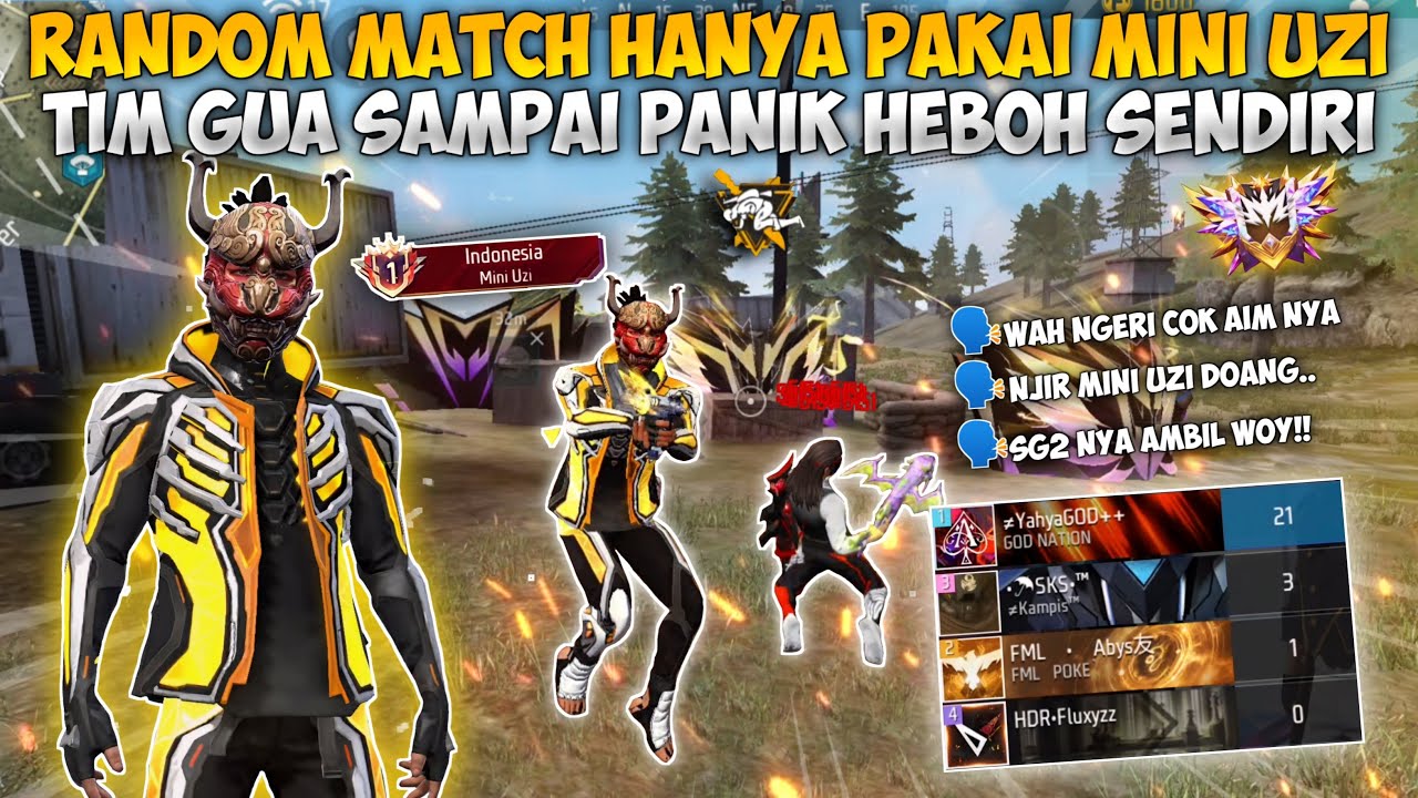 RANDOM MATCH HANYA PAKAI MINI UZI!! TIM GUA SAMPAI KAGET HEBOH BANGET!!