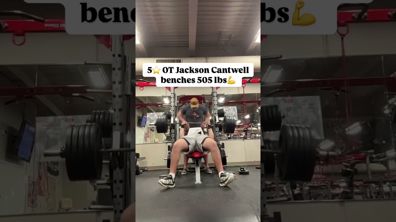 The No. 1 OT in the nation, Jackson Cantwell, is one strong dude! 😤