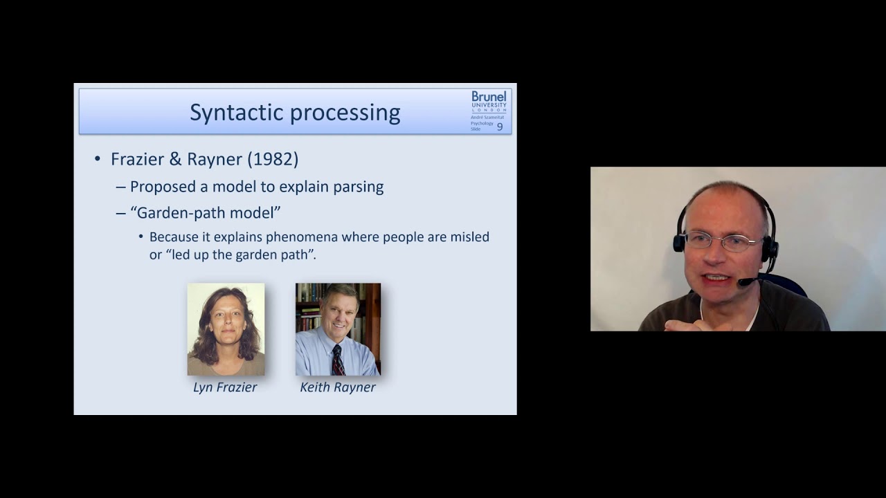 Cognitive Psychology Lecture 07 - Language 2 - Part 3 (Syntactic processing)