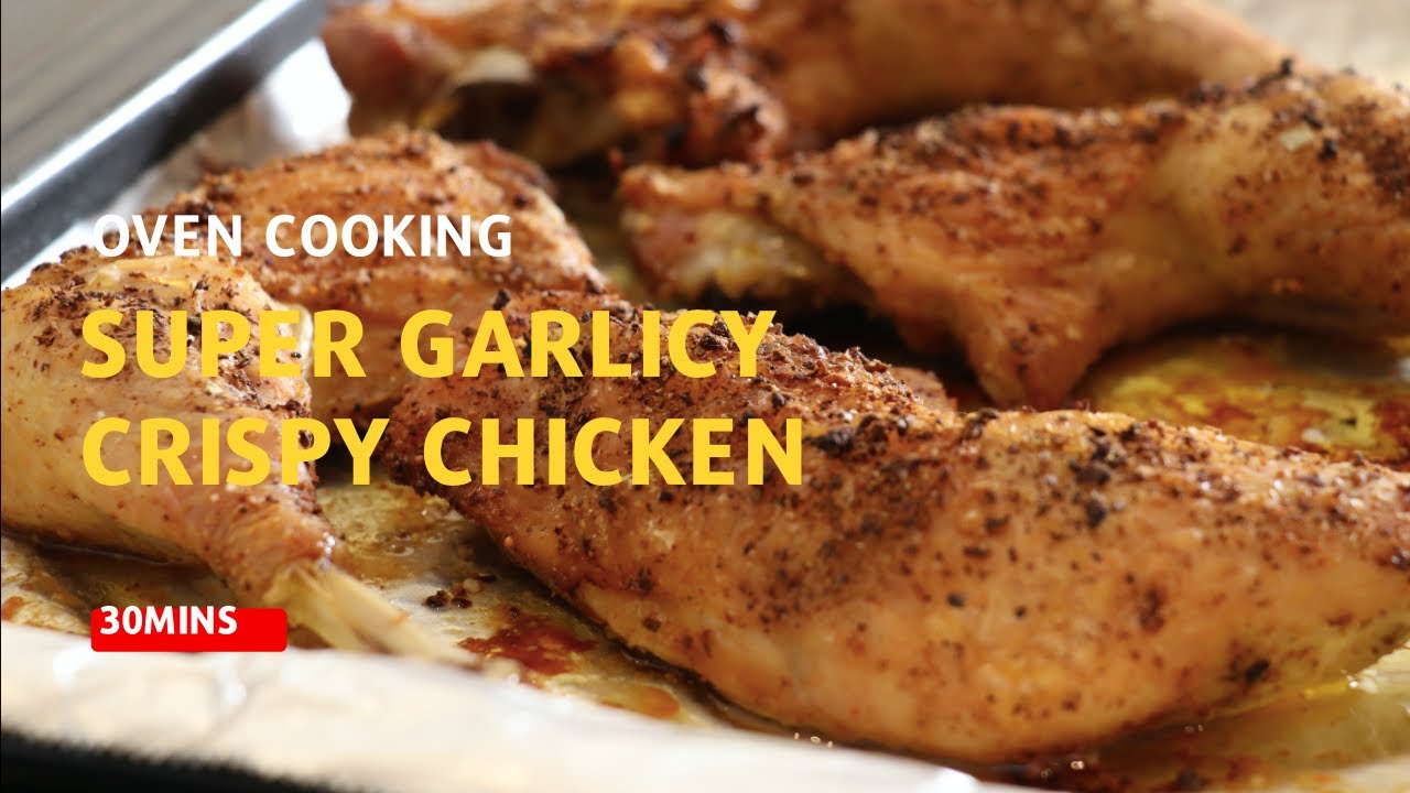 Oven cooking 30mins: herbs seasoned crispy skin chicken with garlic sauce | keto chicken idea