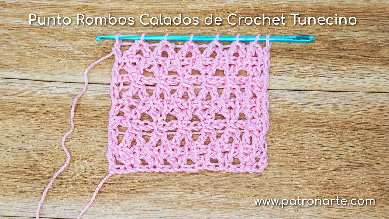 Punto Tunecino Rombos Calados de Crochet Tunecino - Ganchillo Tunecino Paso a Paso