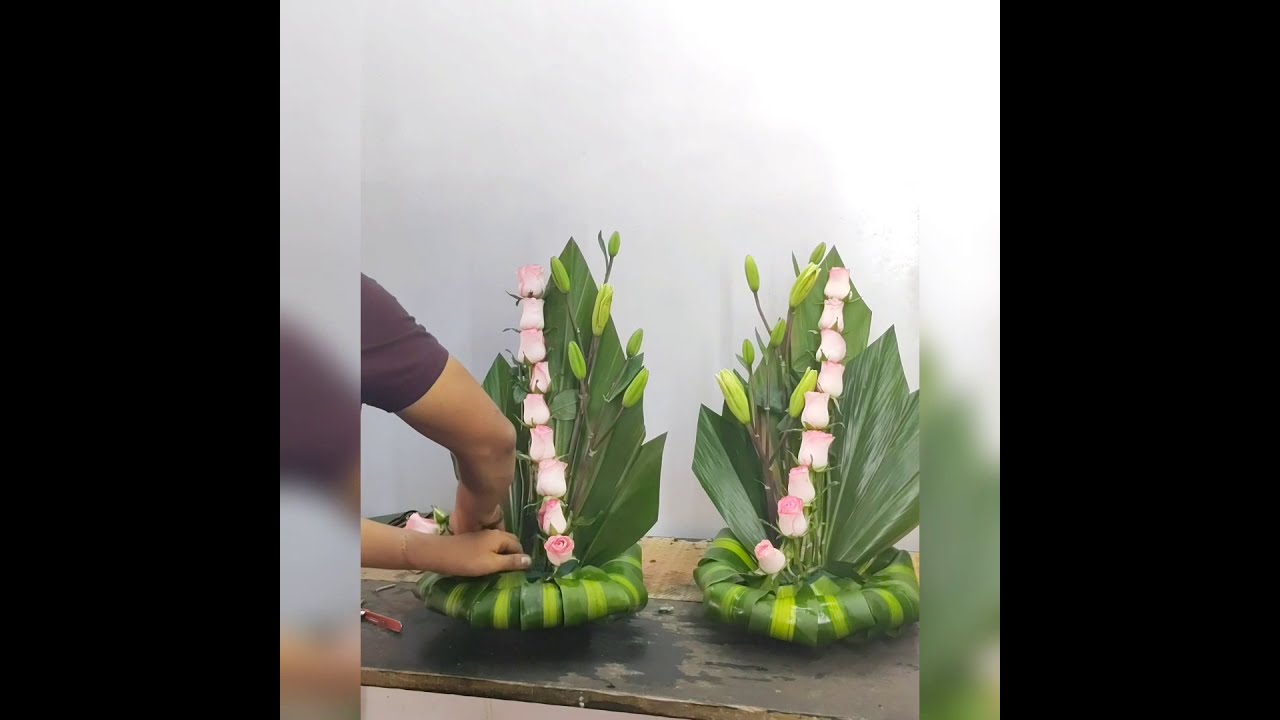 par de. arreglos chicos con rosas. cómo realizar arreglo con rosas y Lilis