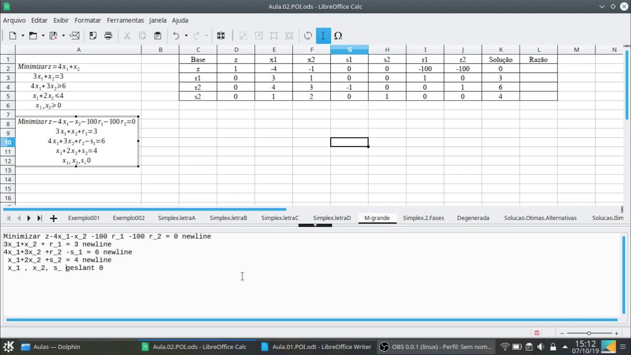 Simplex Método M-Grande Exercício 001