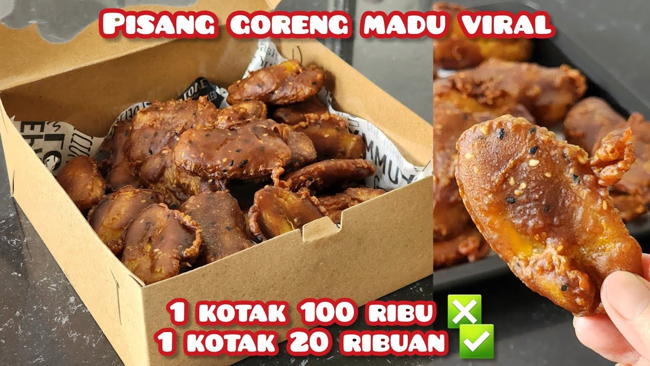 Yang lagi viral!! 1 kotak modal cuma 20 ribuan, buat sendiri pisang goreng madu yang lagi viral