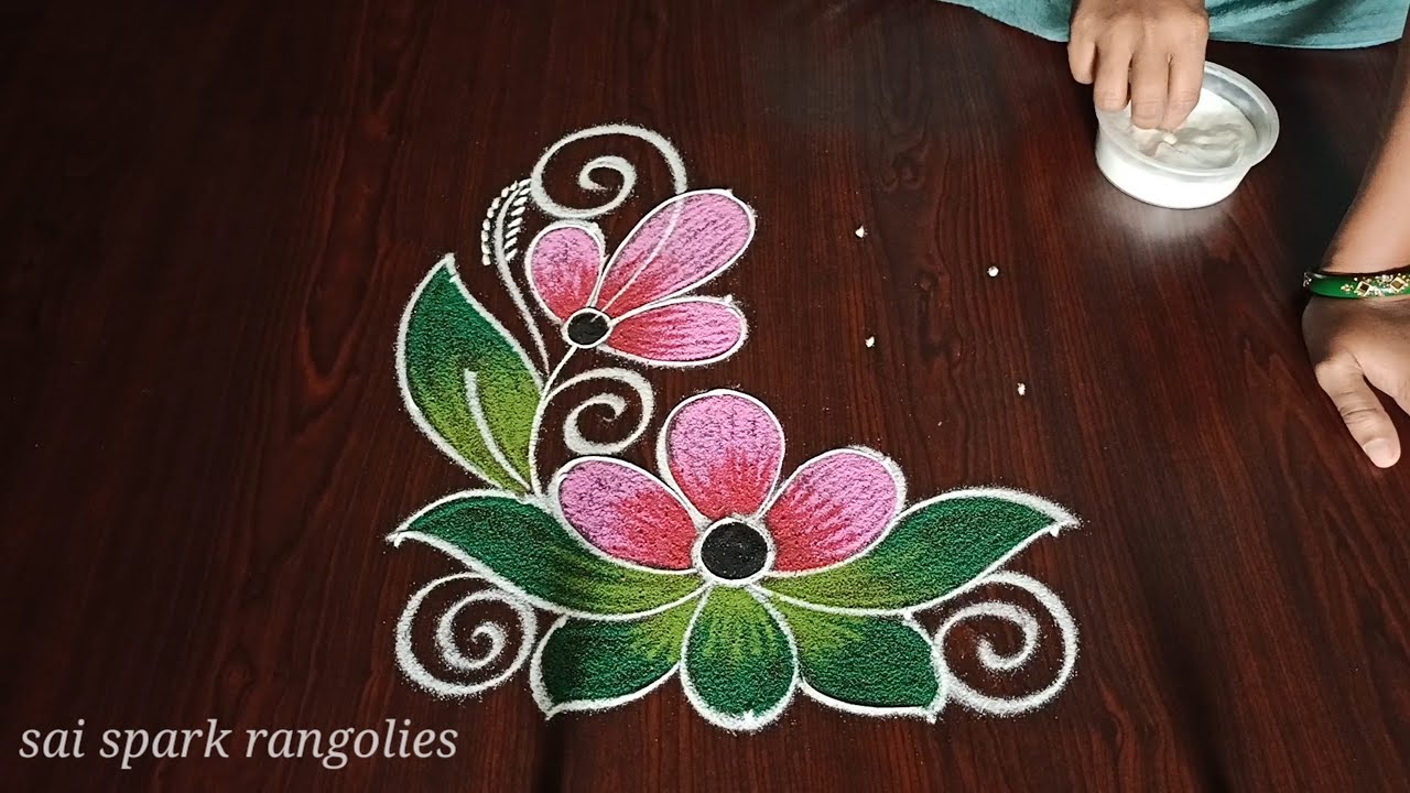 beautiful bird rangoli (5*3) | small flower rangoli | easy kolam | new rangoli 