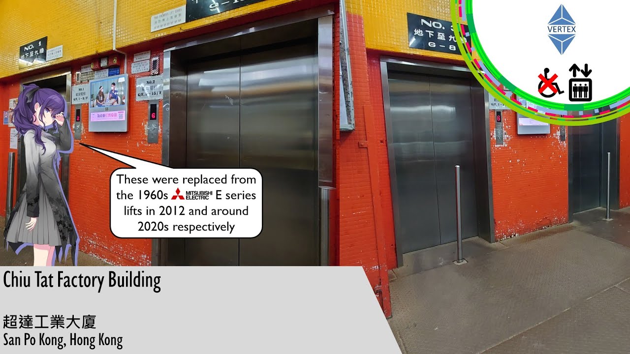 Two different Vertex Traction Lifts at Chiu Tat Factory Building, Hong Kong