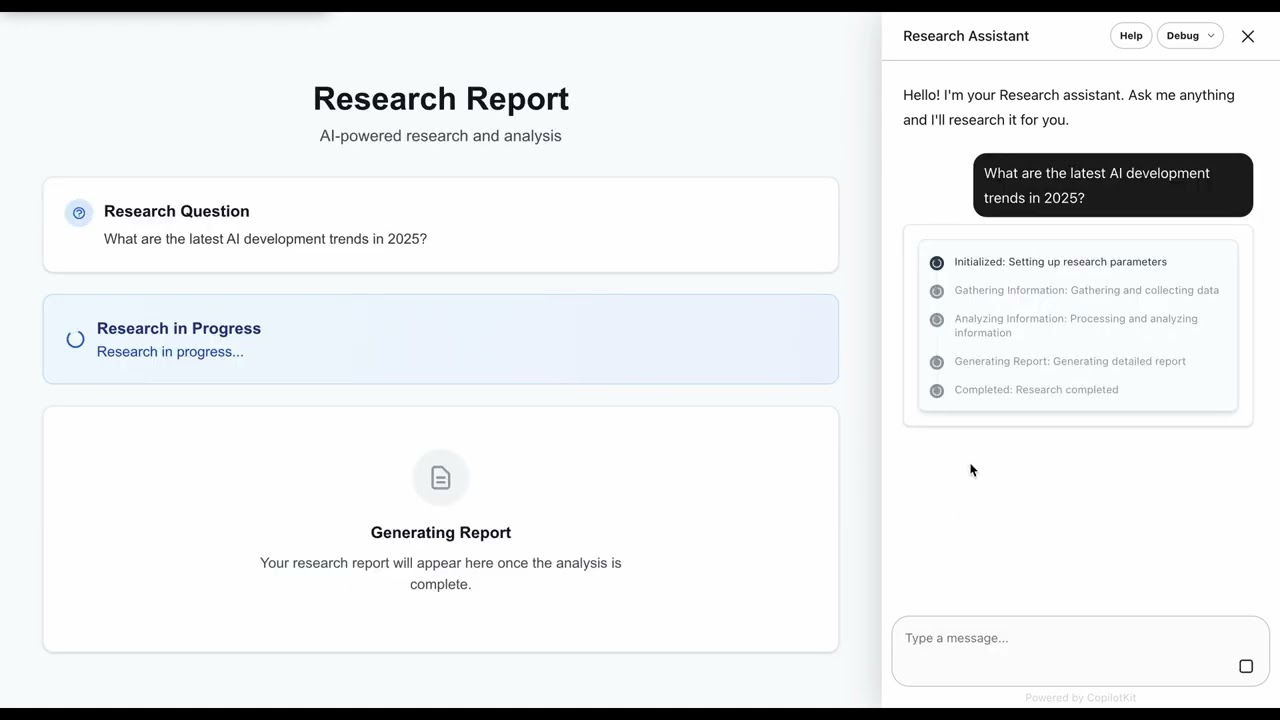 Building an AI Research Assistant with LangGraph, AG-UI Protocol and CopilotKit
