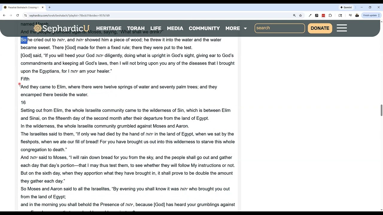 Parashat Beshalach - English reading