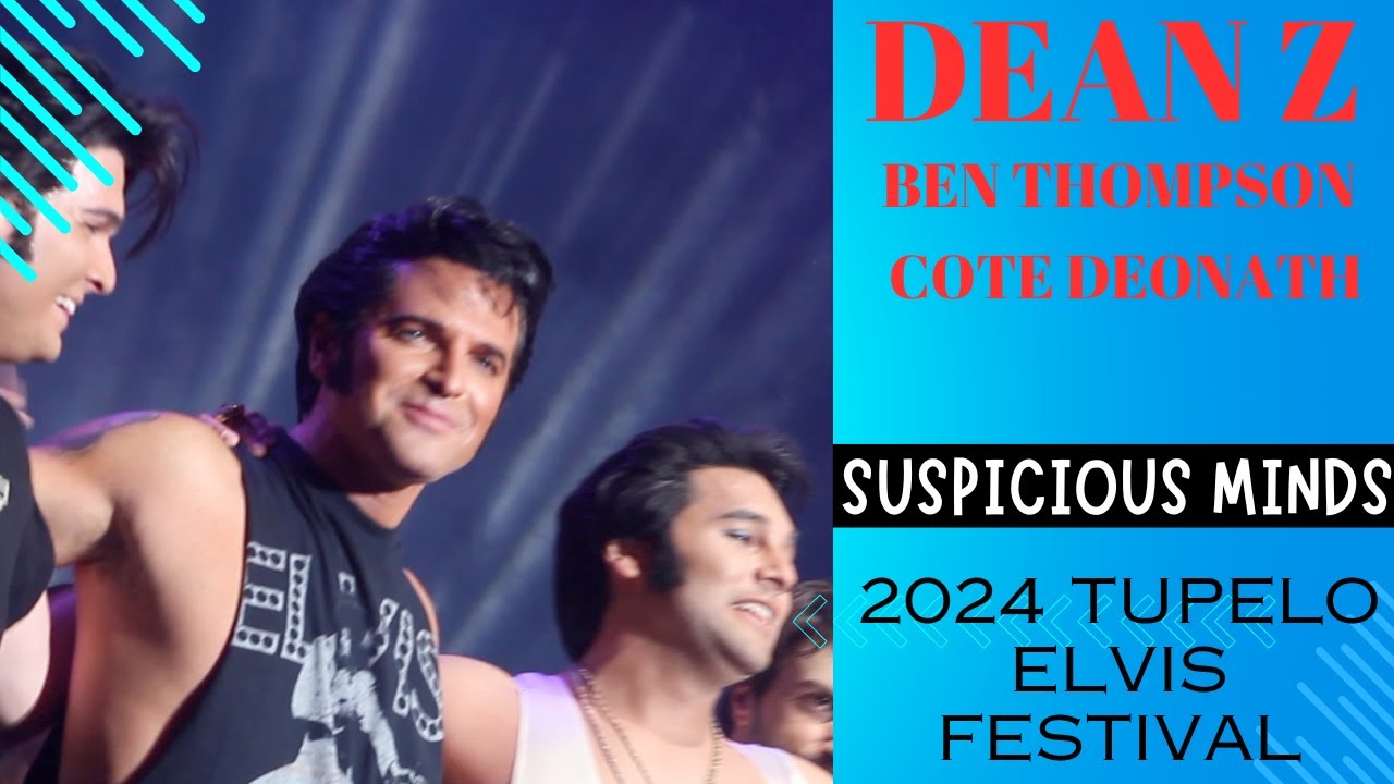 Dean Z Cote Deonath Ben Thompson sing Suspicious Minds The Rocker Concert Tupelo Elvis Festival 2024