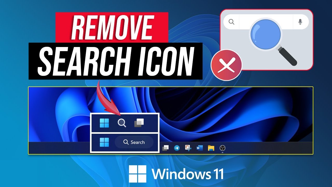 How To Remove Search Icon From The Taskbar On Windows 11 |  How To Hide Search Bar In Windows 11
