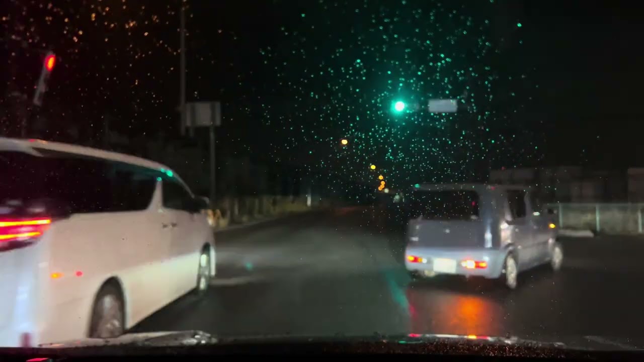 【part2】NISSAN SERENA AM0:00 深夜の雨音とエンジン音 蓮田駅→幸手駅 静かな深夜クルーズASMR  ドライブ車載動画
