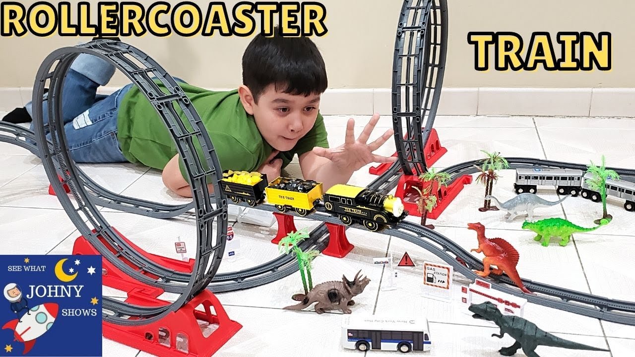 Johny Unboxes NEW Rollercoaster Train Dinosaur Train & Builds Cool Train Layout