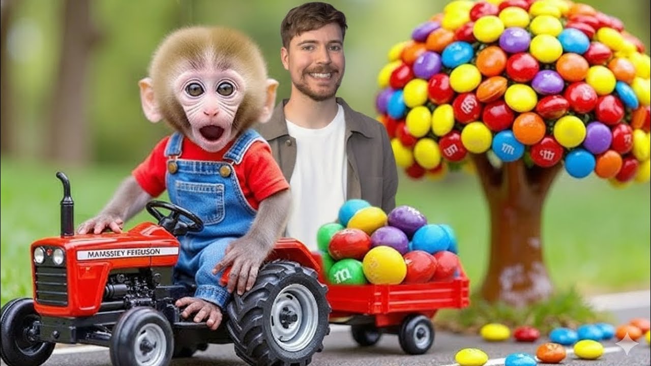 Nana monkey funny video mini tractor driving monkey baby cute monkey video cartoon wala video 🤣😂🐒