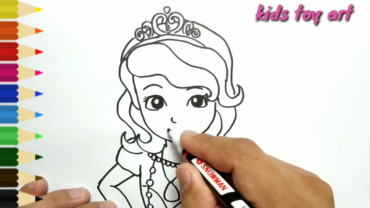 very easy , how to draw Disney ,Princess Sofia / drawing and coloring for kids, toddlers