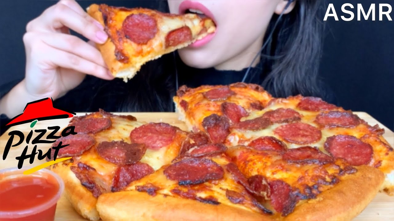 ASMR PIZZA HUT *PEPPERONI LOVERS | Mukbang (Eating Sounds)