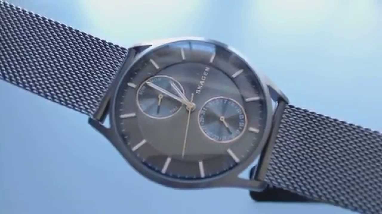Men's Skagen Holst Multi Function Mesh Band Watch SKW6180