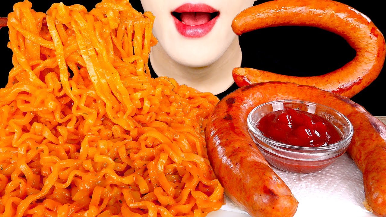 ASMR MUKBANG | 크림진짬뽕 & 킬바사소세지 먹방 SPICY CREAM NOODLES KIELBASA SAUSAGE EATING SOUNDS | XENO ASMR 제노