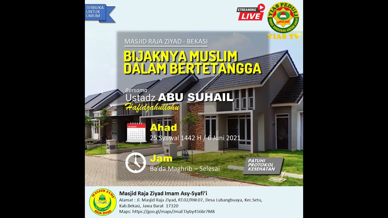 [Live] Kajian Tematik - Bijaknya Muslim Dalam Bertetangga