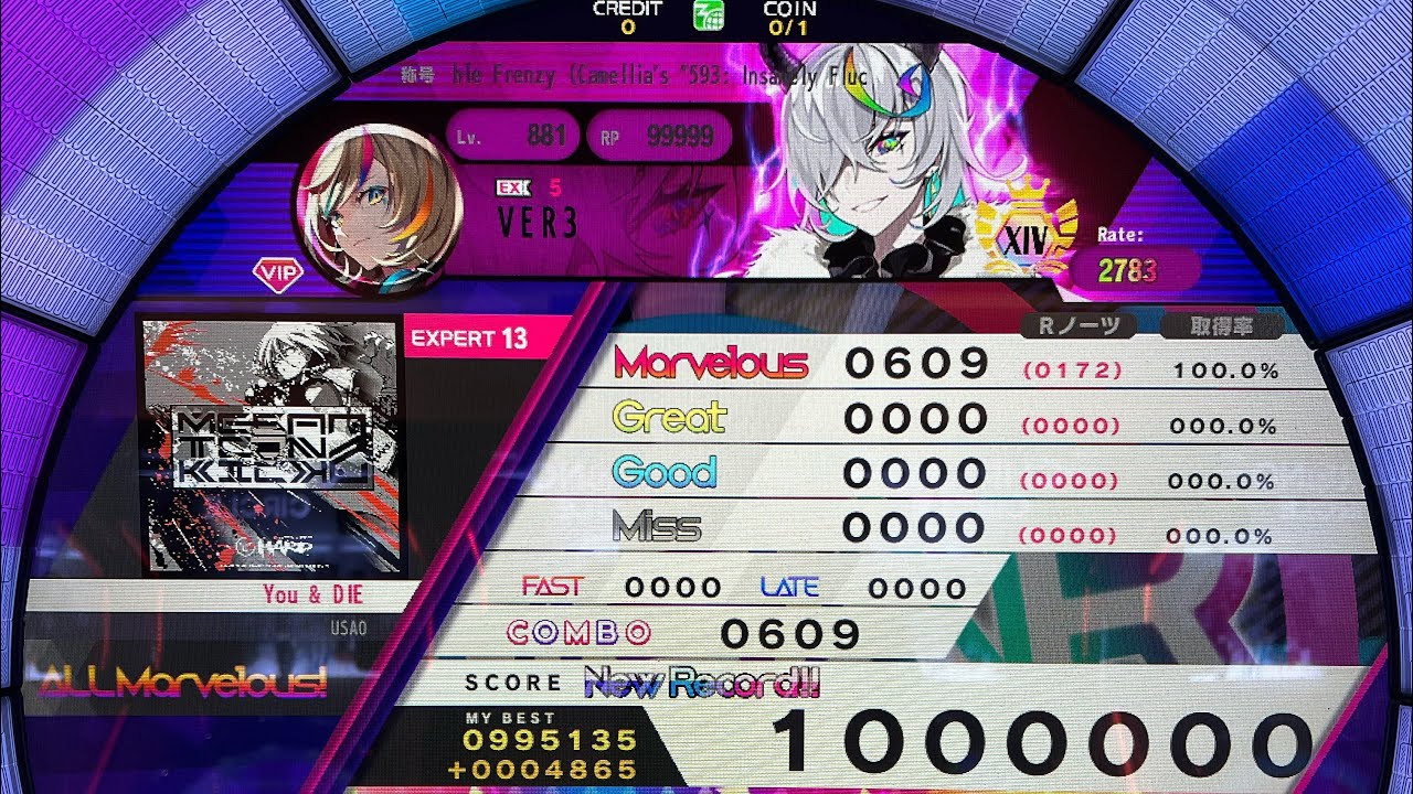 【WACCA】You & DIE (EXPERT 13) ALL Marvelous! 手元動画