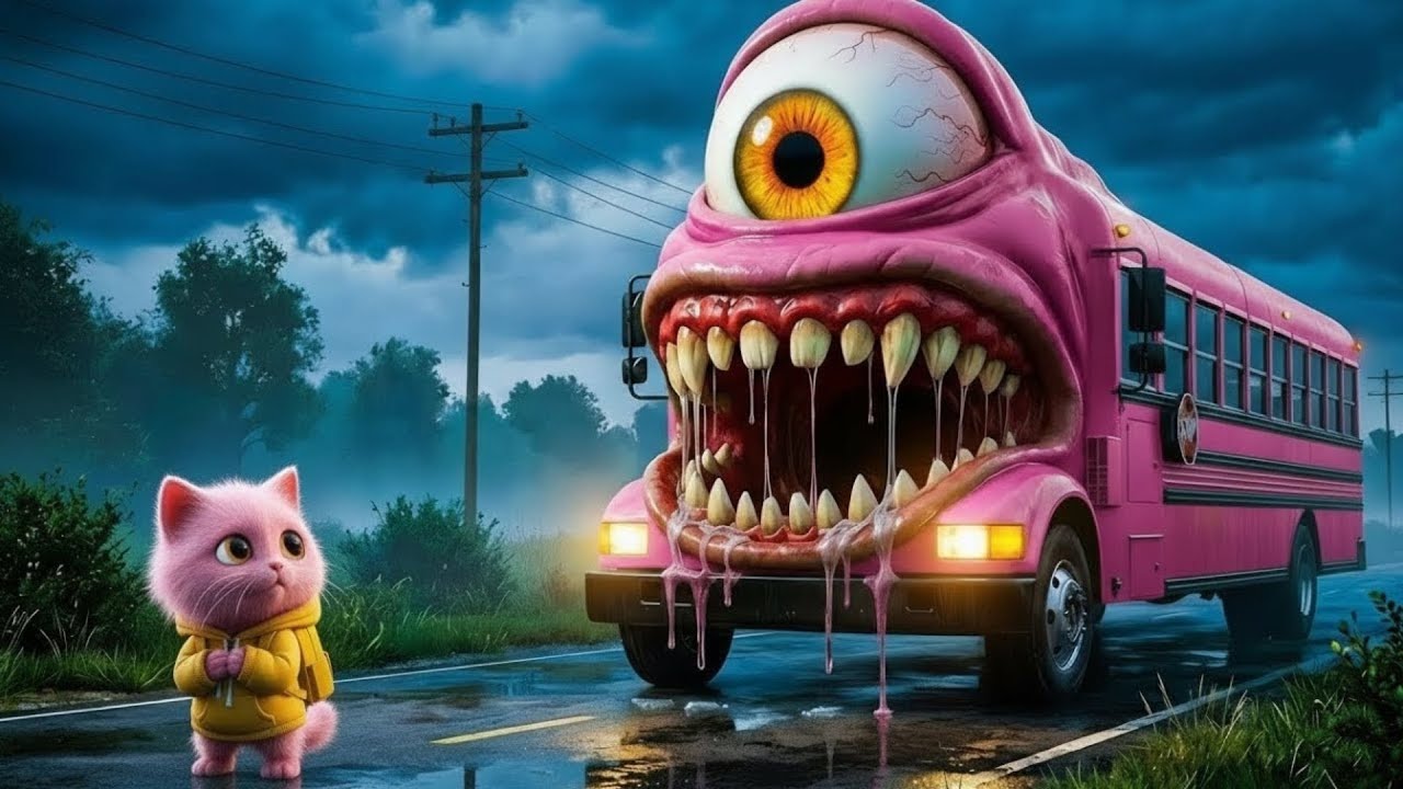 😱🚌 Kitten Encountered A Mutated School Bus Monster On Its Way To School