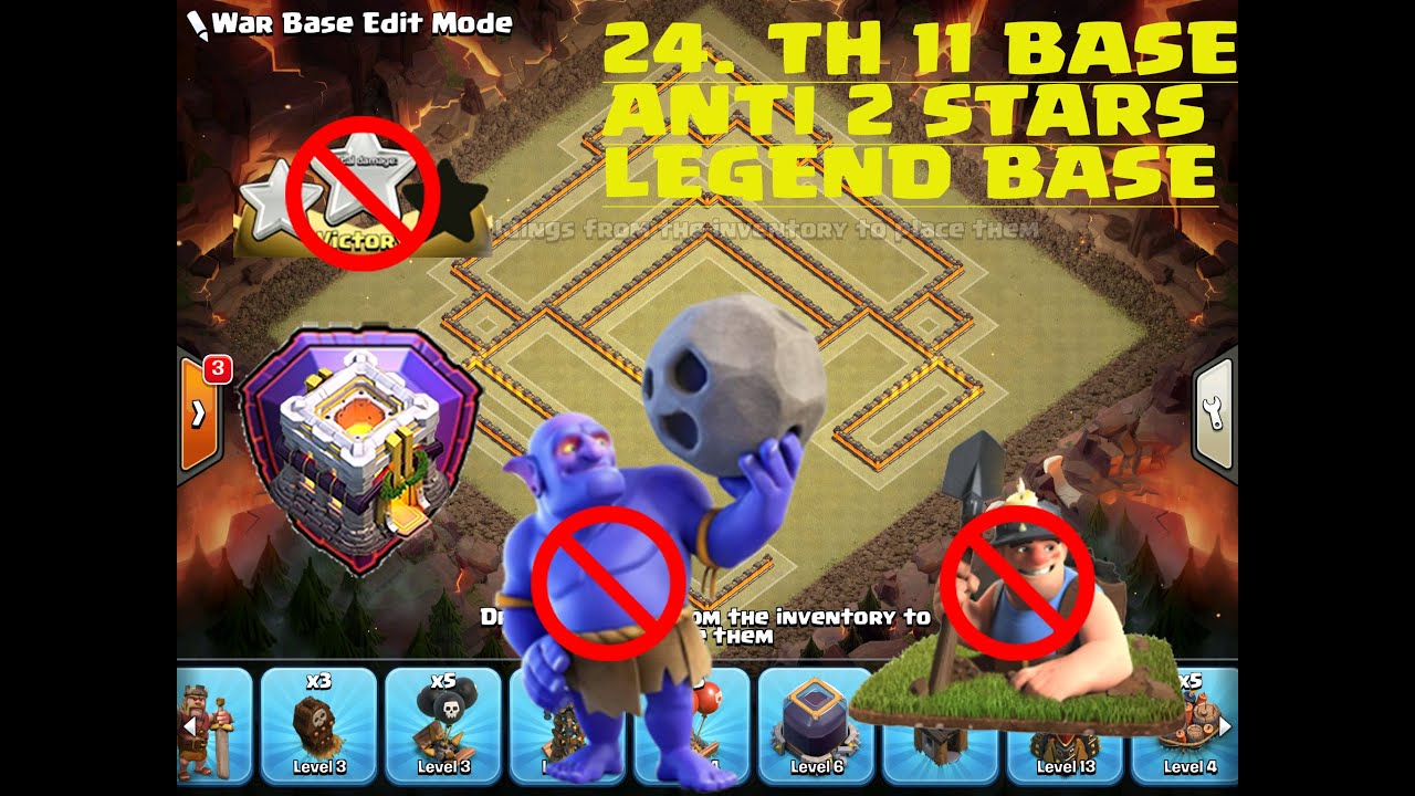 24. LEGEND TOP TH11 WAR/FARMING BASE NEW UPDATE ANTI 2 STARS BOWLER/MINER - CLASH OF CLAN