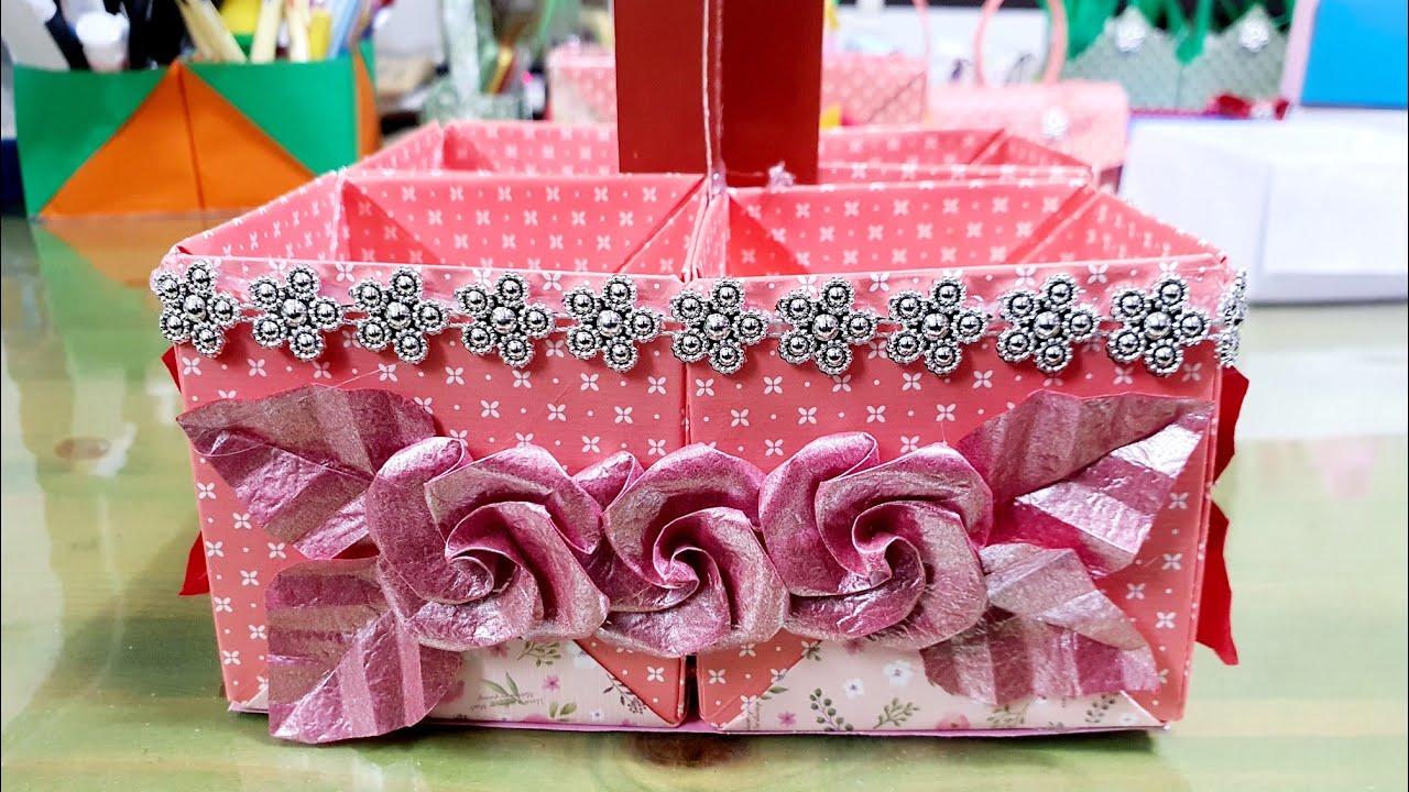 [엄마의종이접기][4개의 정사각형 연필꽂이]Origami pencil holder