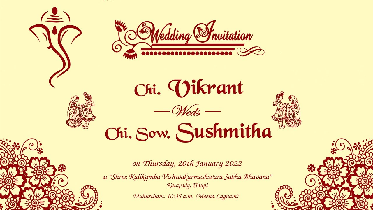 Wedding Ceremony | Vikrant with Sushmitha  | On Thursday, 20th January 2022@8:15am IST