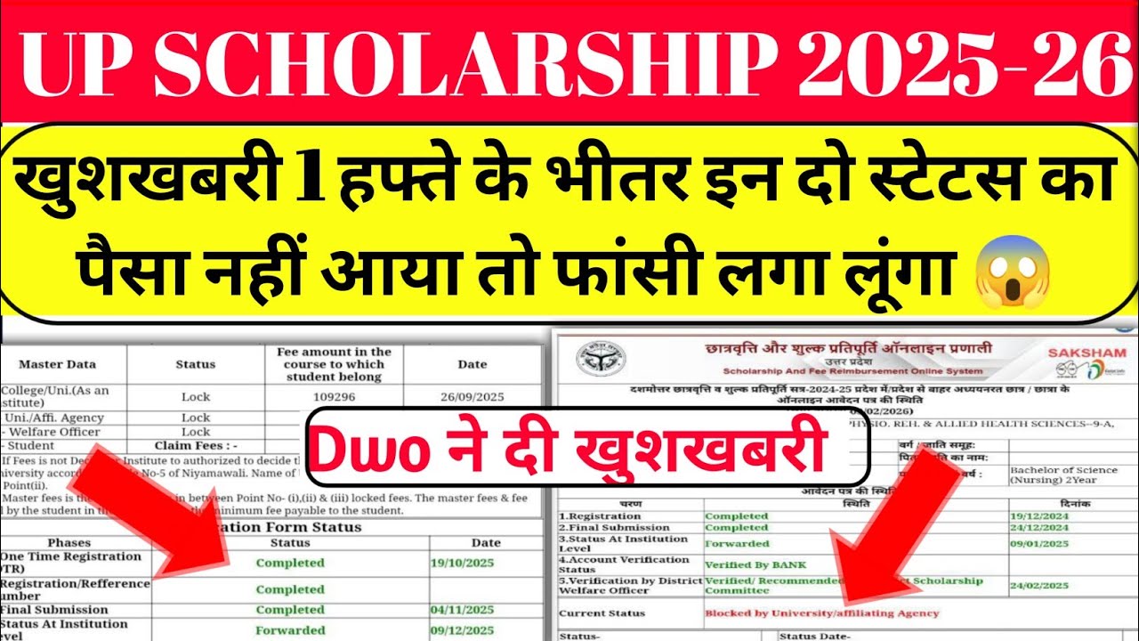up scholarship latest news today/up scholarship latest news/up scholarship Kab Ayega 2024-25