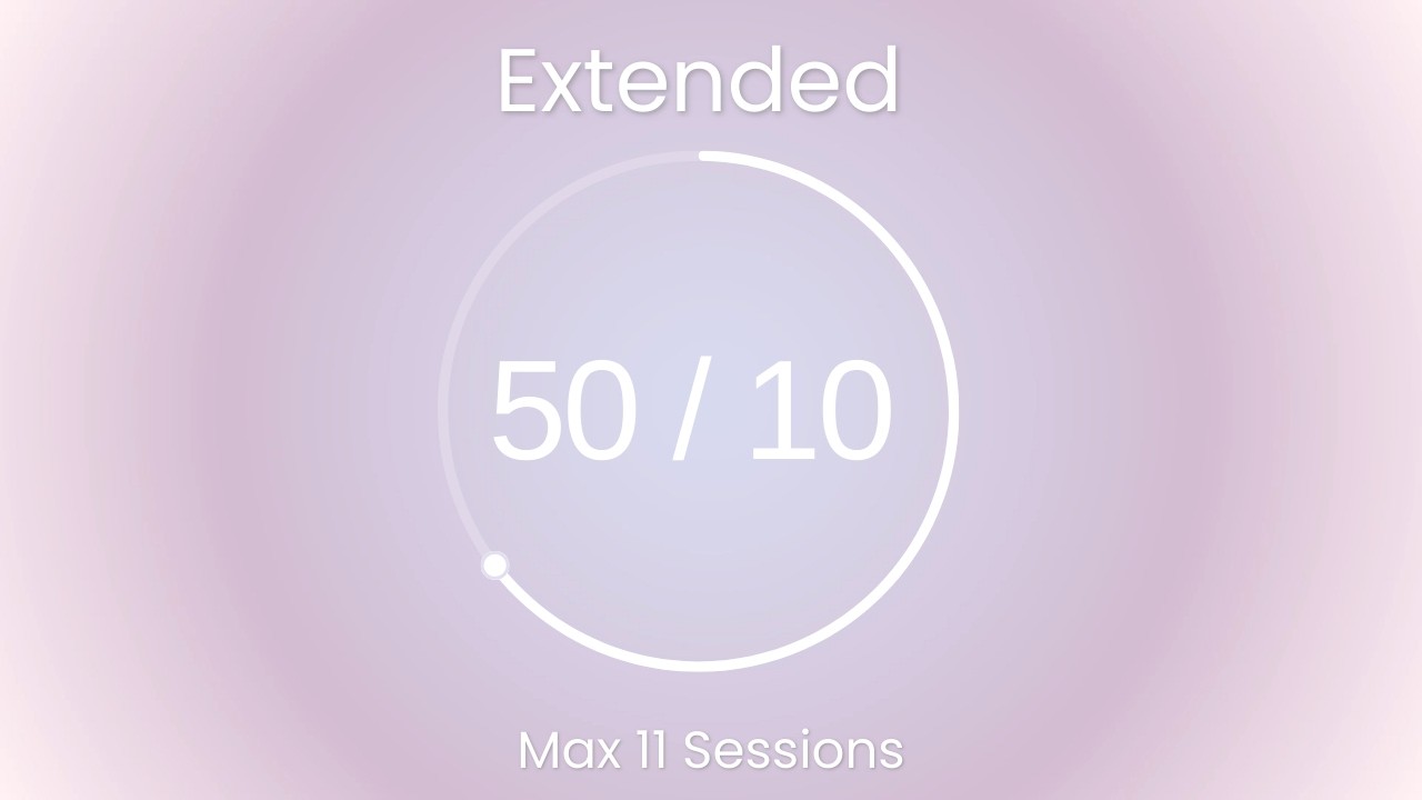 Extended Pomodoro 50/10 | Soft Lavender Dream Whisper 💜 11 Sessions | #E6E6FA #D8BFD8 #F8F8FF