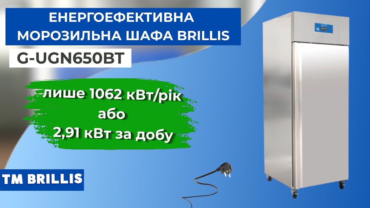 Енергоефективна однодверна морозильна шафа BRILLIS G-UGN650BT