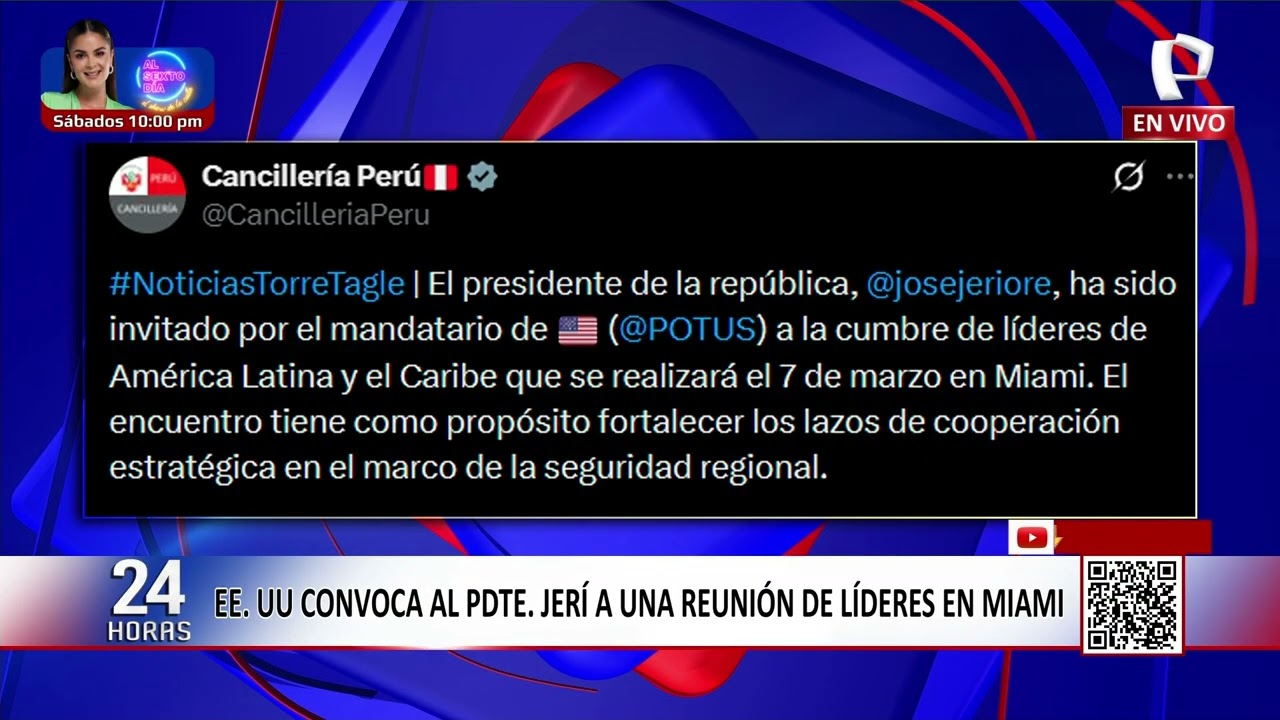 EE. UU. convoca a presidente José Jerí a reunión de líderes en Miami