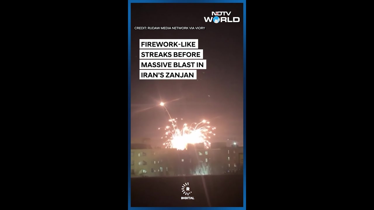 Moment Israeli Missile Hits Iran's Zanjan: Firework-like Streaks Then A Huge Fireball