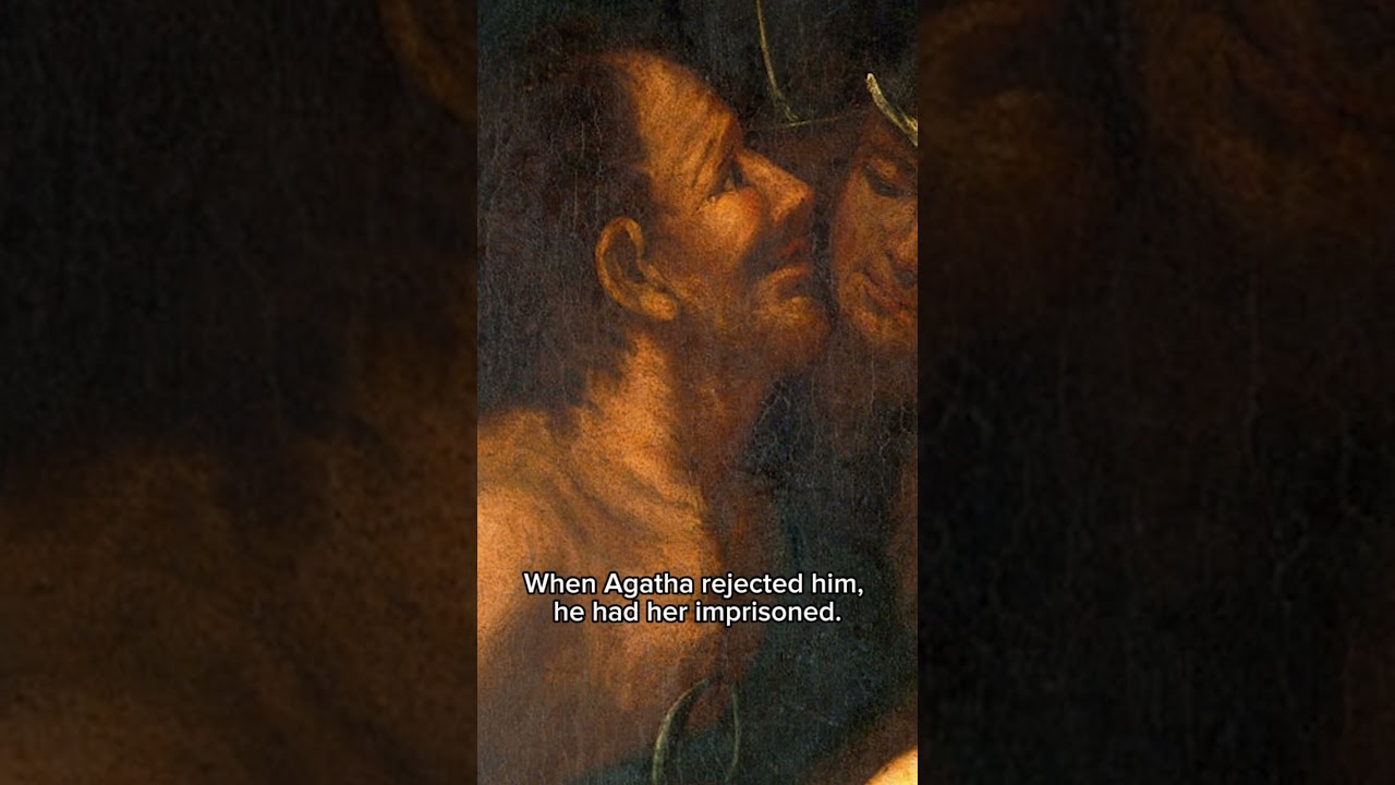 Why is St Agatha shown holding her severed breasts?