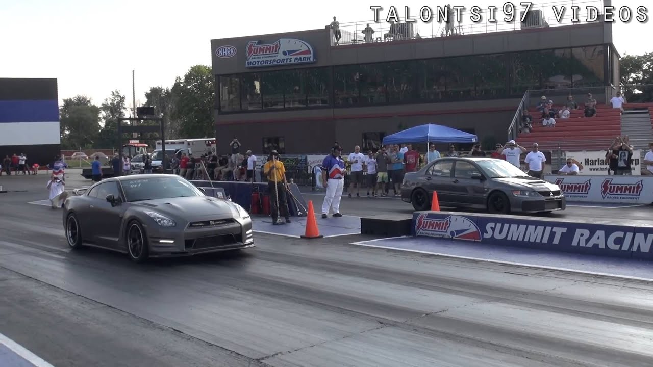 9sec Evo IX vs. AMS Alpha10 GTR heads up race!