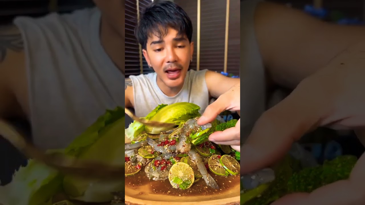 Thai Raw Shrimp salad mukbang 