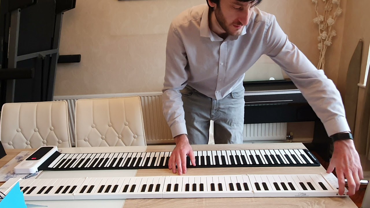 Распаковка/тест/обзор складного пианино Hand Roll Up Piano против складного пианино Carry On. Кра...