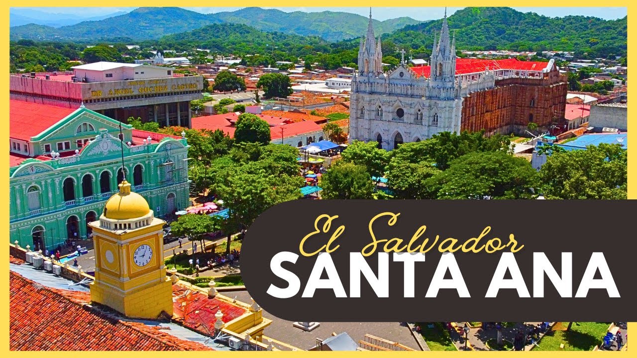 EL SALVADOR - Aerial Drone Flight Exploring Downtown Santa Ana City in 4K